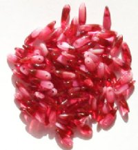 100 3x11mm Raspberry Givre Dagger Beads